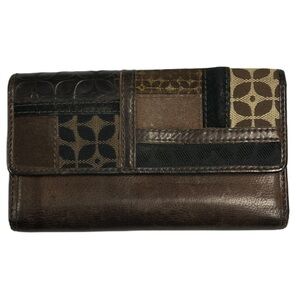 Vntg Fossil Wallet Card Holder Leather Trifold Coin‎ Zip Classic Brown Classic